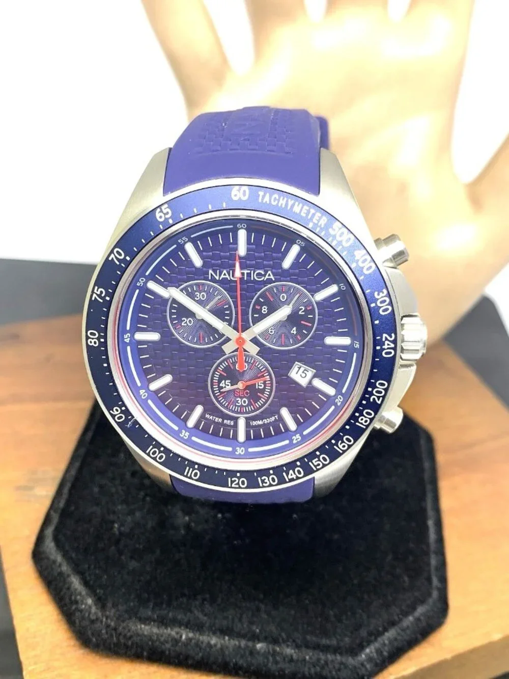 Nautica Men's Watch NAPOBS108 Quartz Chronograph Blue Rubber Strap 46mm